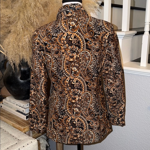 Driftwood Velvet Paisley Jacquard Blazer  70’s Western Embroidery Boho SZ S - Picture 5 of 7